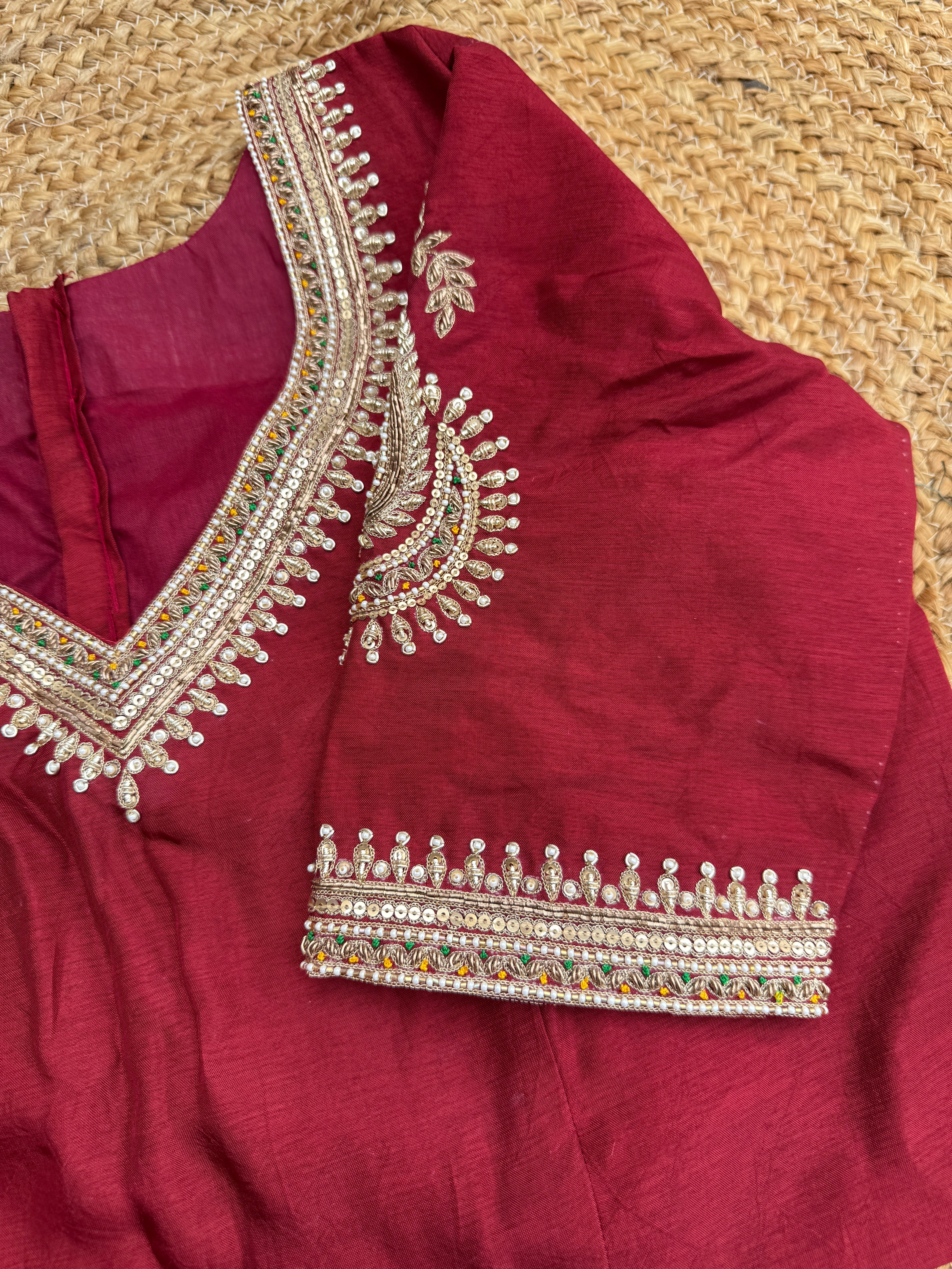 MAROON SILK HANDWORK BLOUSE HANDMADEAHOLIC BY MISHKA