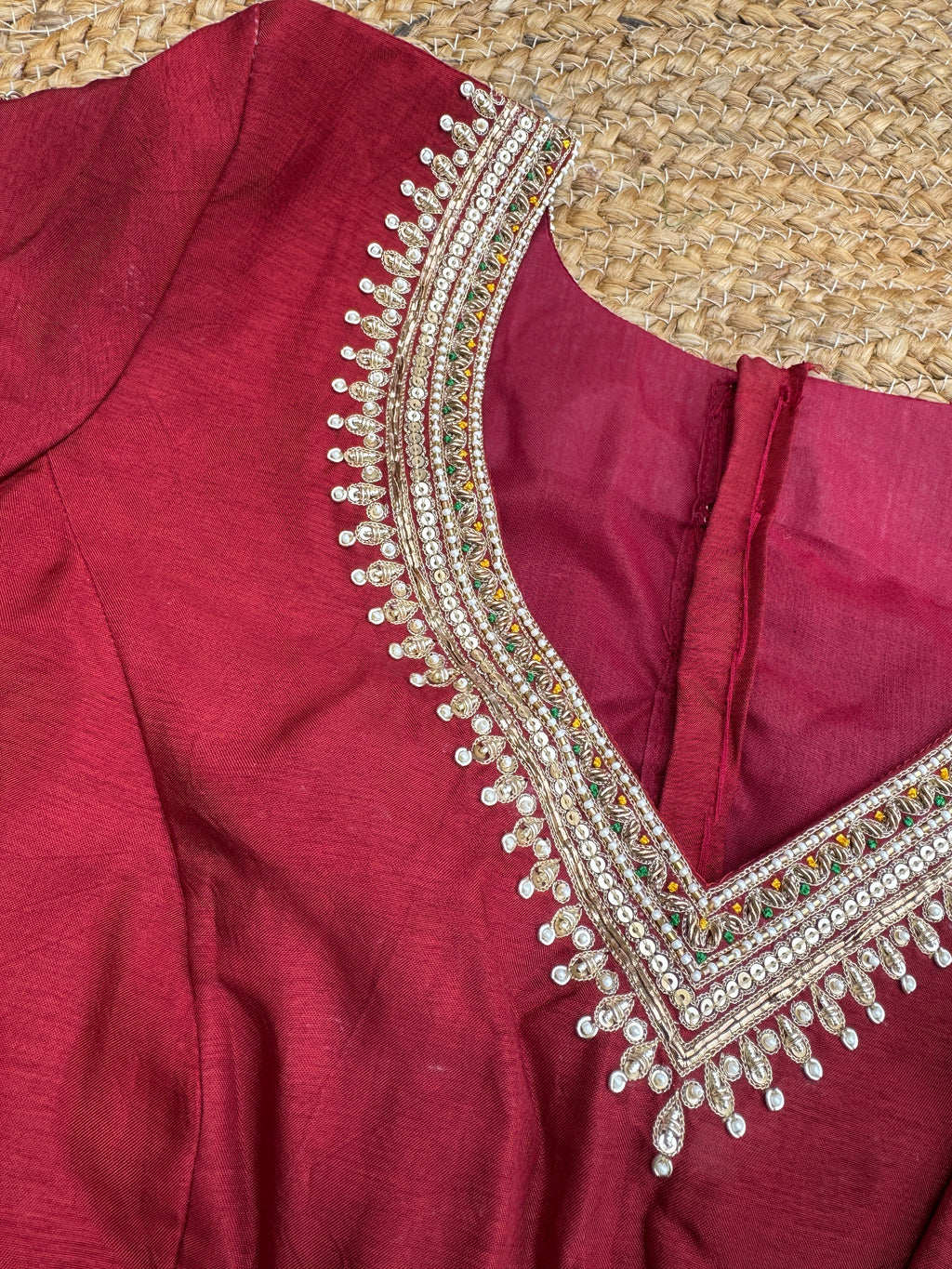 MAROON SILK HANDWORK BLOUSE HANDMADEAHOLIC BY MISHKA