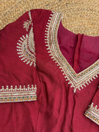 MAROON SILK HANDWORK BLOUSE HANDMADEAHOLIC BY MISHKA