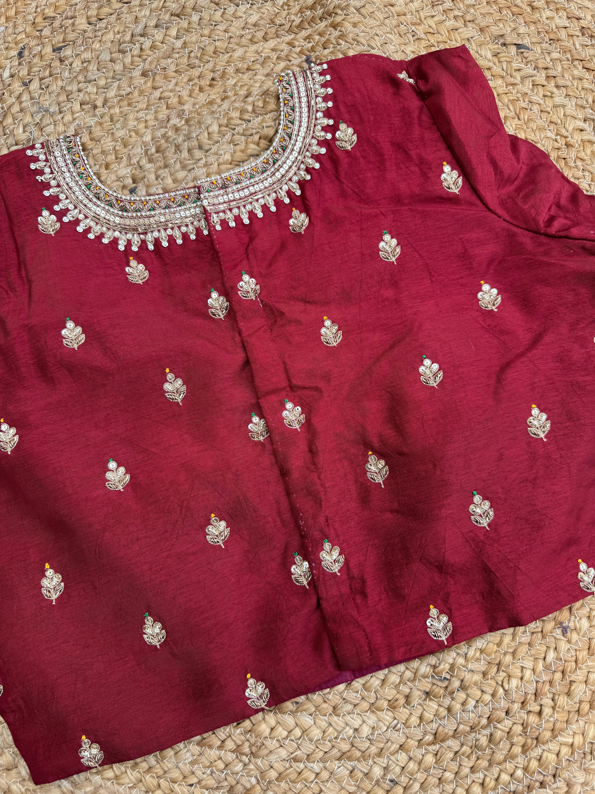 MAROON SILK HANDWORK BLOUSE HANDMADEAHOLIC BY MISHKA