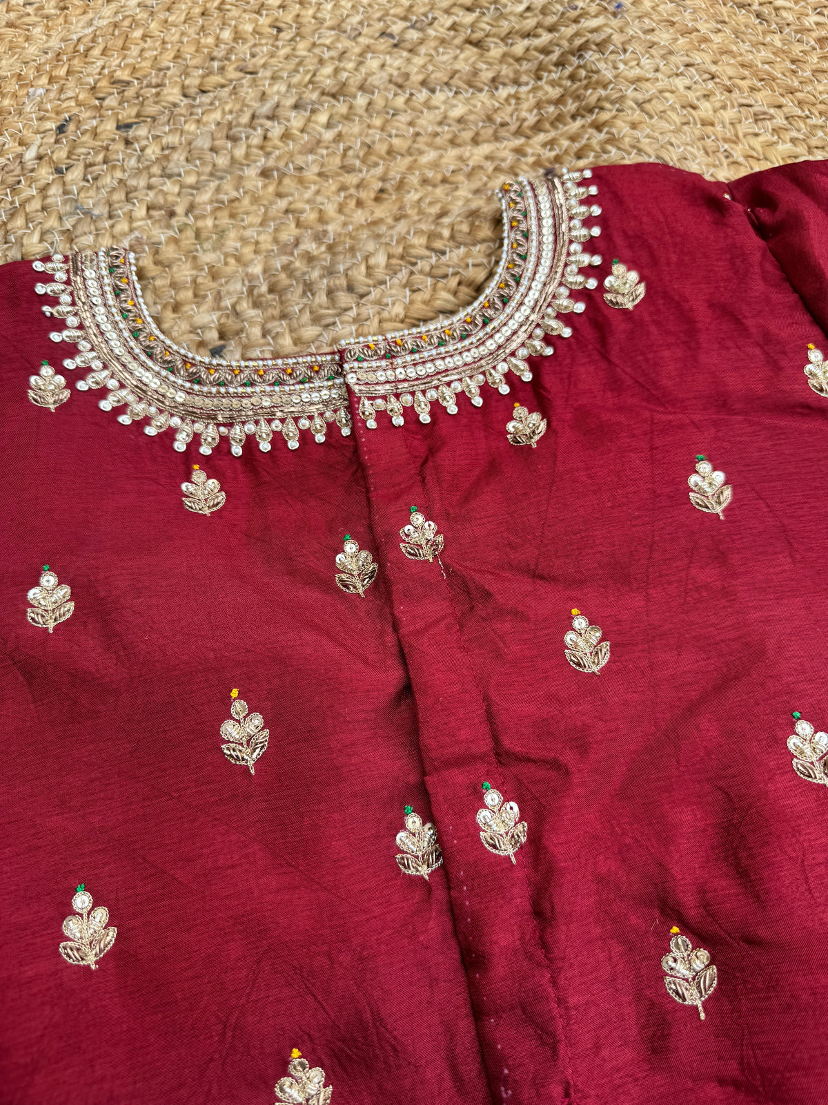 MAROON SILK HANDWORK BLOUSE HANDMADEAHOLIC BY MISHKA