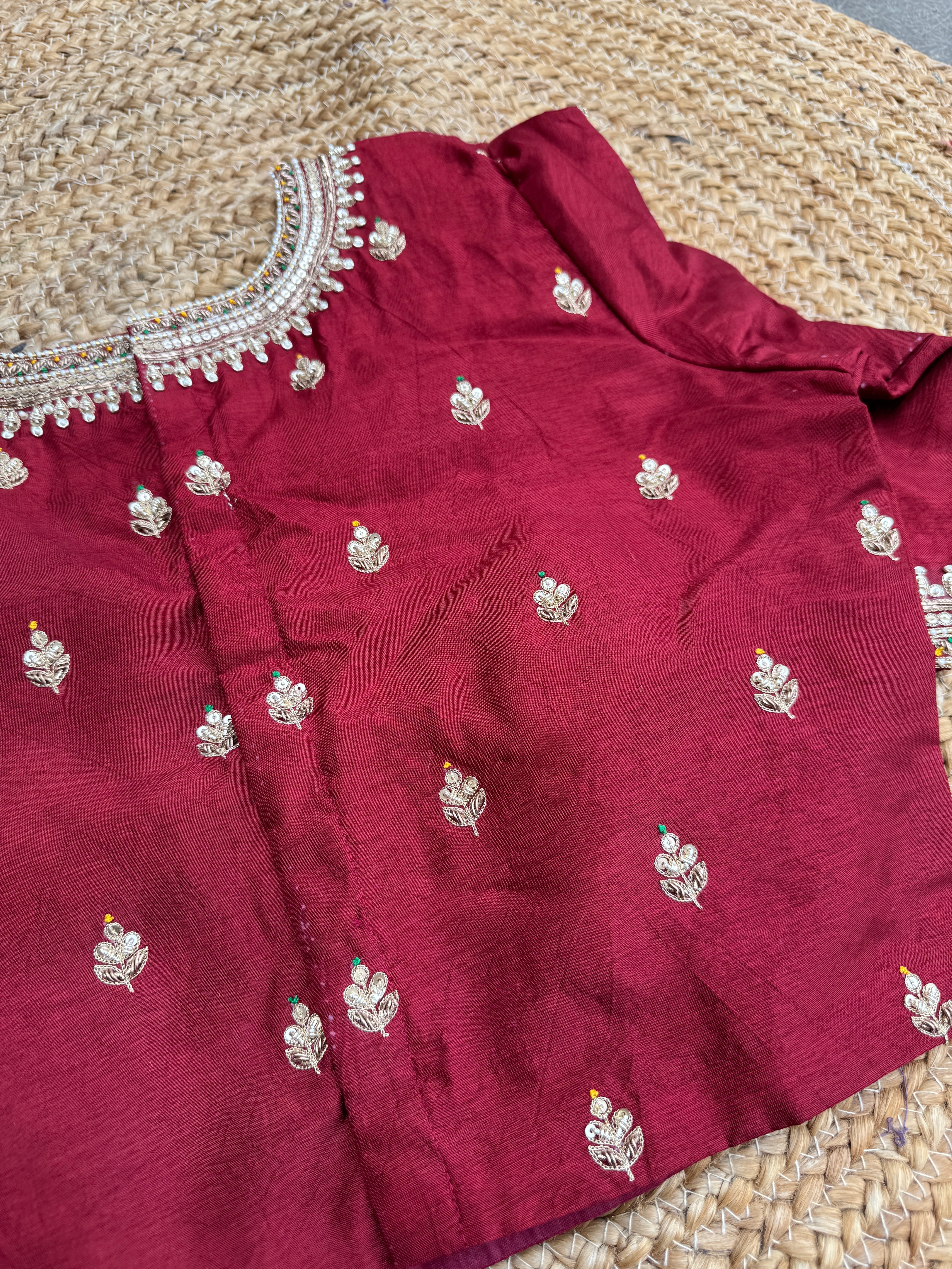 MAROON SILK HANDWORK BLOUSE HANDMADEAHOLIC BY MISHKA