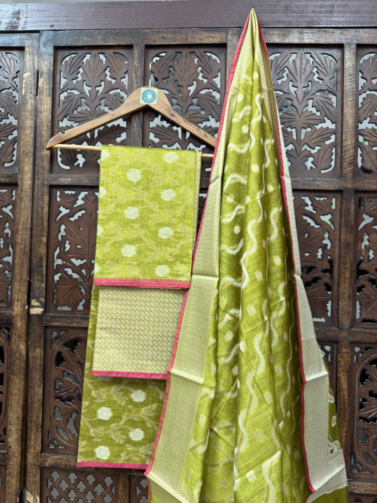 APPLE GREEN MUNGA SILK SUIT HANDMADEAHOLIC BY MISHKA