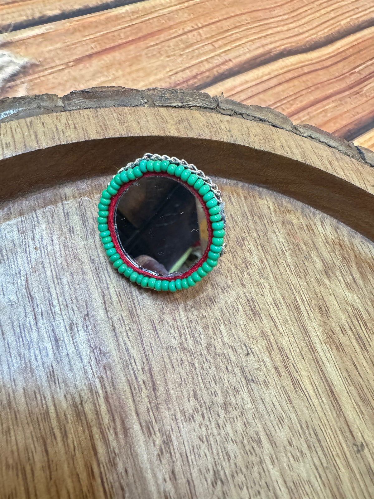 GREEN BEADS RING HANDMADEAHOLIC BY MISHKA