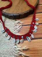 RED COWRIE SHELL CHOTLA NECKLACE HANDMADEAHOLIC BY MISHKA