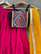 PINK AND BLACK BANJARA KIDS CHOLI - handmadeaholicmishka