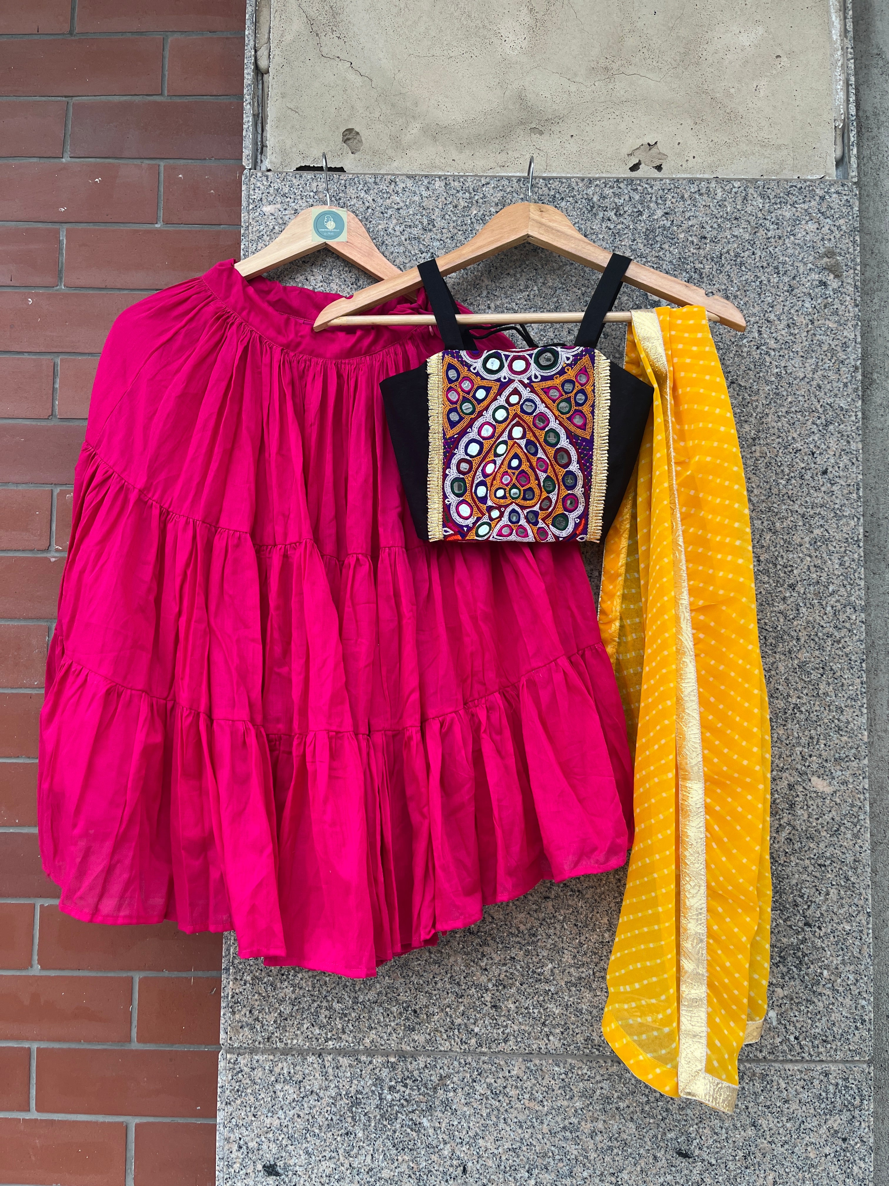 PINK AND BLACK BANJARA KIDS CHOLI - handmadeaholicmishka