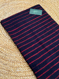 Midnight Indigo & Crimson Leheriya – Authentic Ajrakh Handblock Printed Cotton Fabric