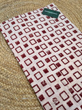 Crimson Geometry: Hand-Block Ajrakh Cotton Fabric in Rustic Madder