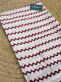 Crimson Zenith: Hand-Blocked Ajrakh Cotton Fabric in Modern Chevron