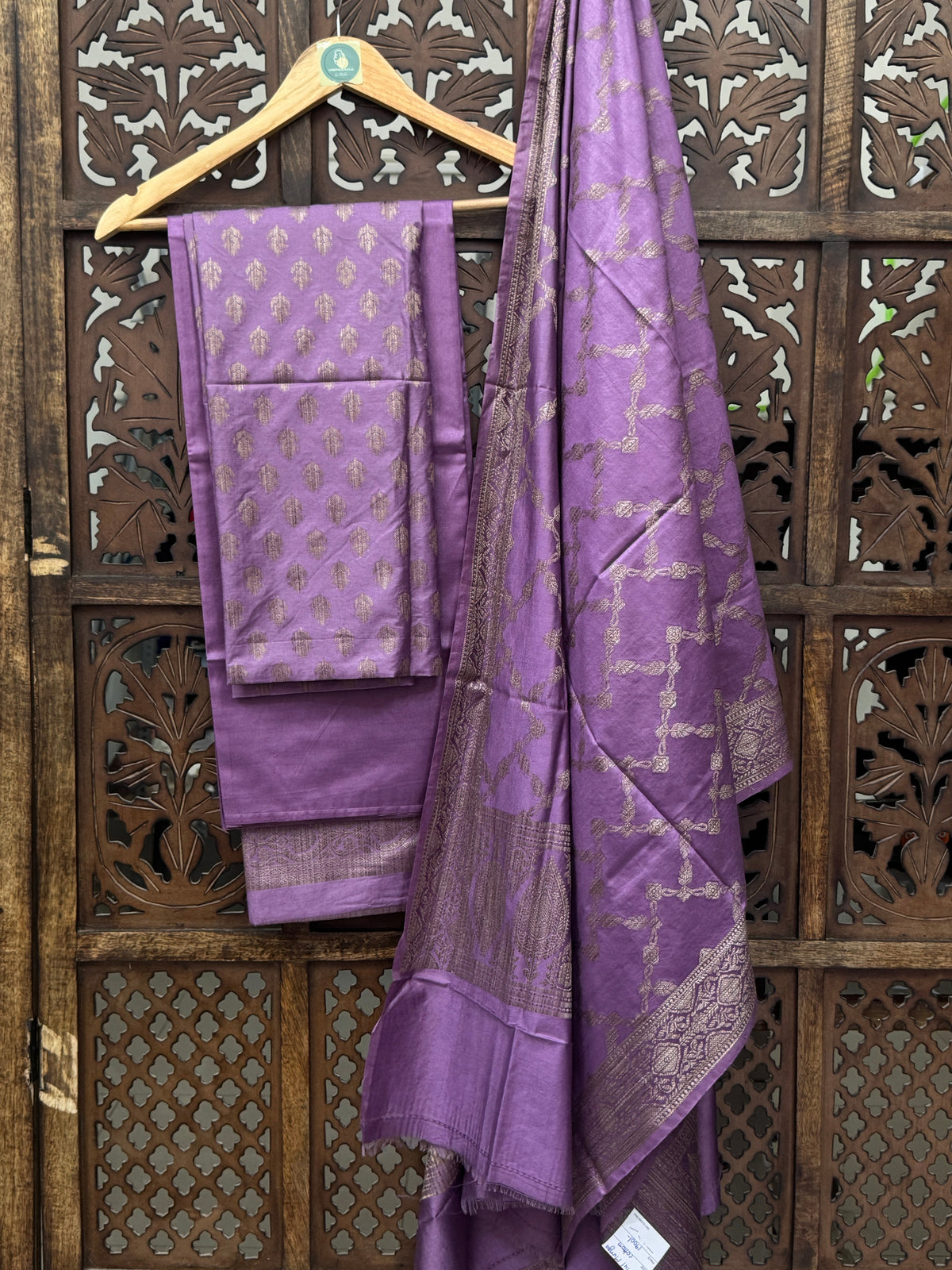 PURPLE MUL MUNGA COTTON SILK SUIT HANDMADEAHOLIC BY MISHKA