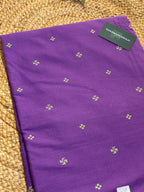 Royal Amethyst Hand-Woven Cotton Unstitched Fabric with Minimalist Butti & Stripe Detailing HANDMADEAHOLIC BY MISHKA