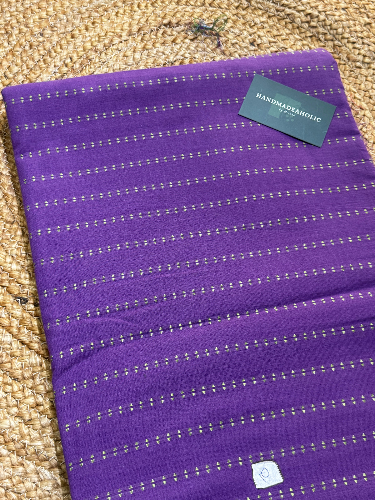 Royal Amethyst Hand-Woven Cotton Unstitched Fabric with Minimalist Butti & Stripe Detailing-2 HANDMADEAHOLIC BY MISHKA