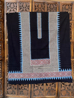 Midnight Geometry: Hand-Block Ajrakh Cotton Unstitched Suit Set