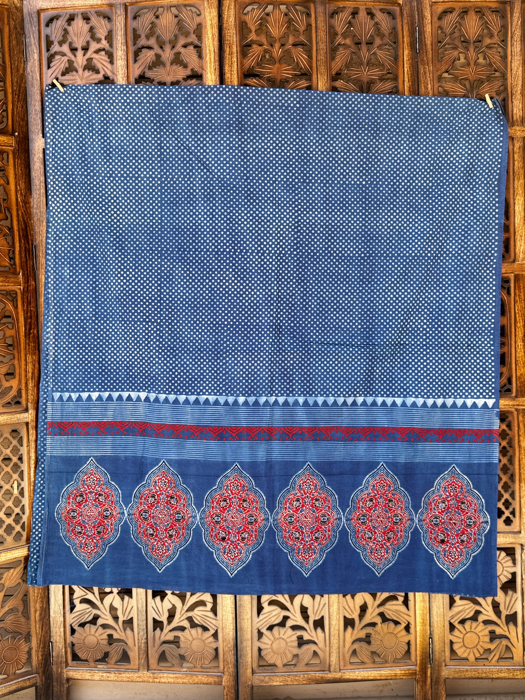 Midnight Indigo Hand-Block Ajrakh Cotton Unstitched Suit Set