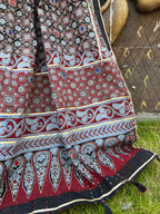 BLACK  HANDCRAFTED AJARKH DUPATTA HANDMADEAHOLIC BY MISHKA
