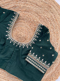 DARK GREEN HANDWORK BLOUSE HANDMADEAHOLIC BY MISHKA