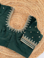 DARK GREEN HANDWORK BLOUSE HANDMADEAHOLIC BY MISHKA