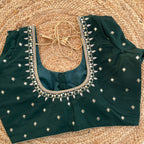 DARK GREEN HANDWORK BLOUSE HANDMADEAHOLIC BY MISHKA