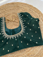 DARK GREEN HANDWORK BLOUSE HANDMADEAHOLIC BY MISHKA