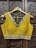 MUSTARD BANARASI GEORGETTE CRUSH BLOUSE HANDMADEAHOLIC BY MISHKA