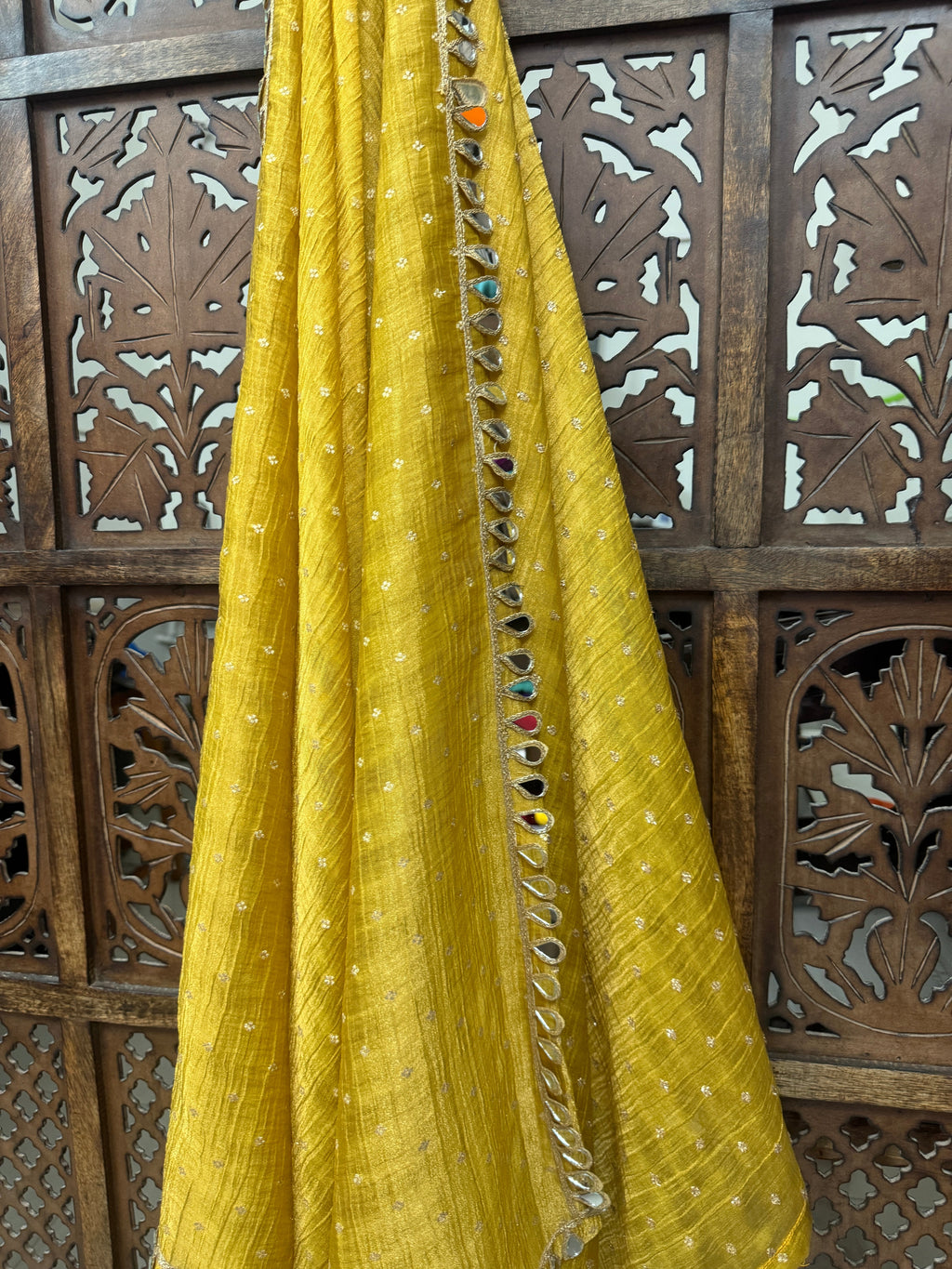MUSTARD BANARASI CRUSH DUPPATA HANDMADEAHOLIC BY MISHKA