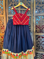 BLUE AND MAROON KIDS CHOLI RAAS'25 HANDMADEAHOLIC BY MISHKA