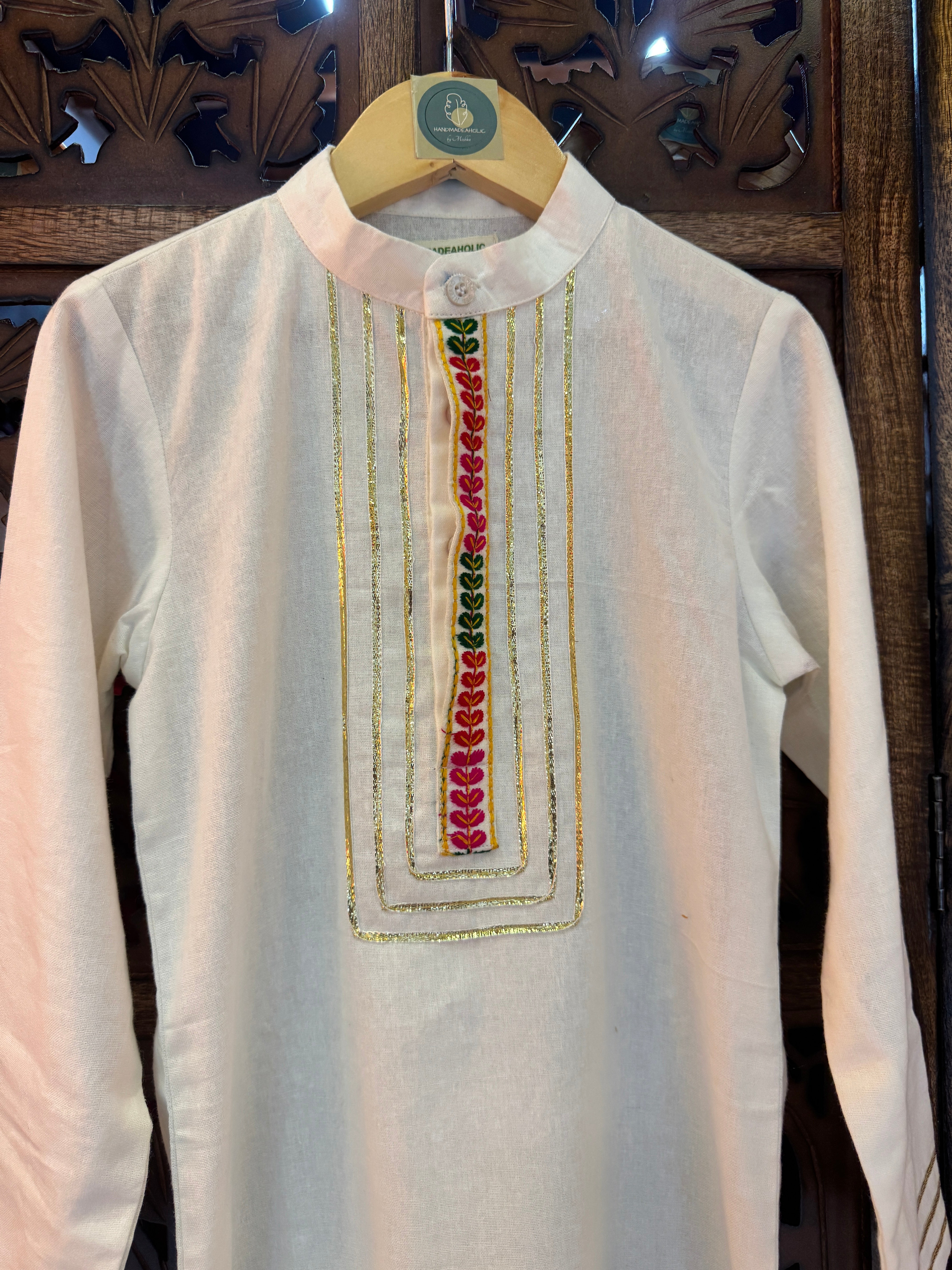 OFF WHITE EMBROIDERY BOYS KURTA RAAS'25 HANDMADEAHOLIC BY MISHKA