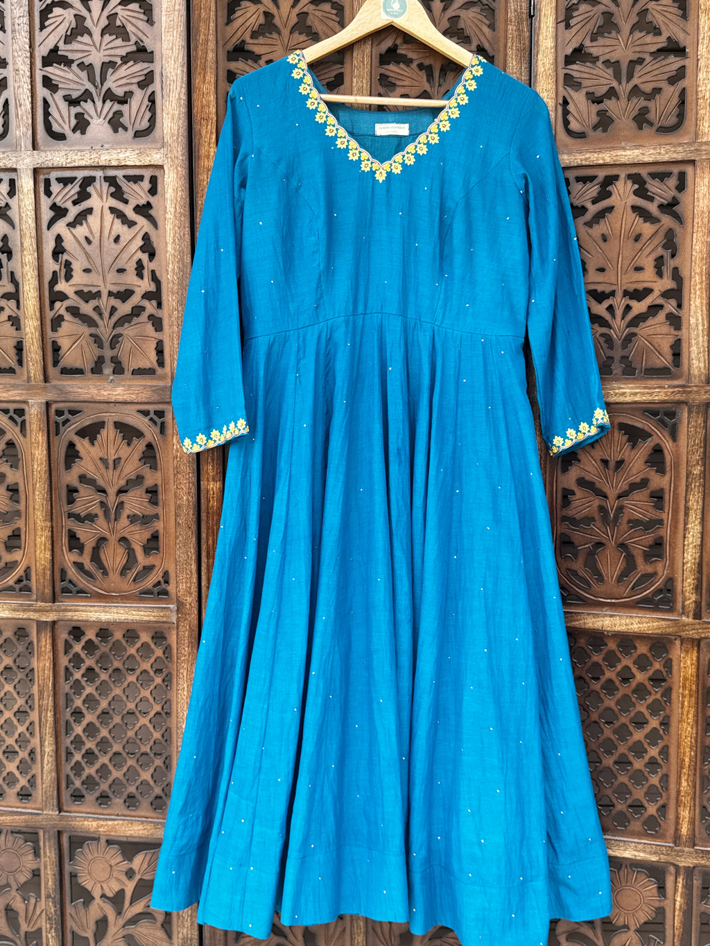 Teal Elegance: Handcrafted Chanderi Badla Suit Set