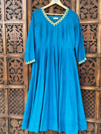 Teal Elegance: Handcrafted Chanderi Badla Suit Set