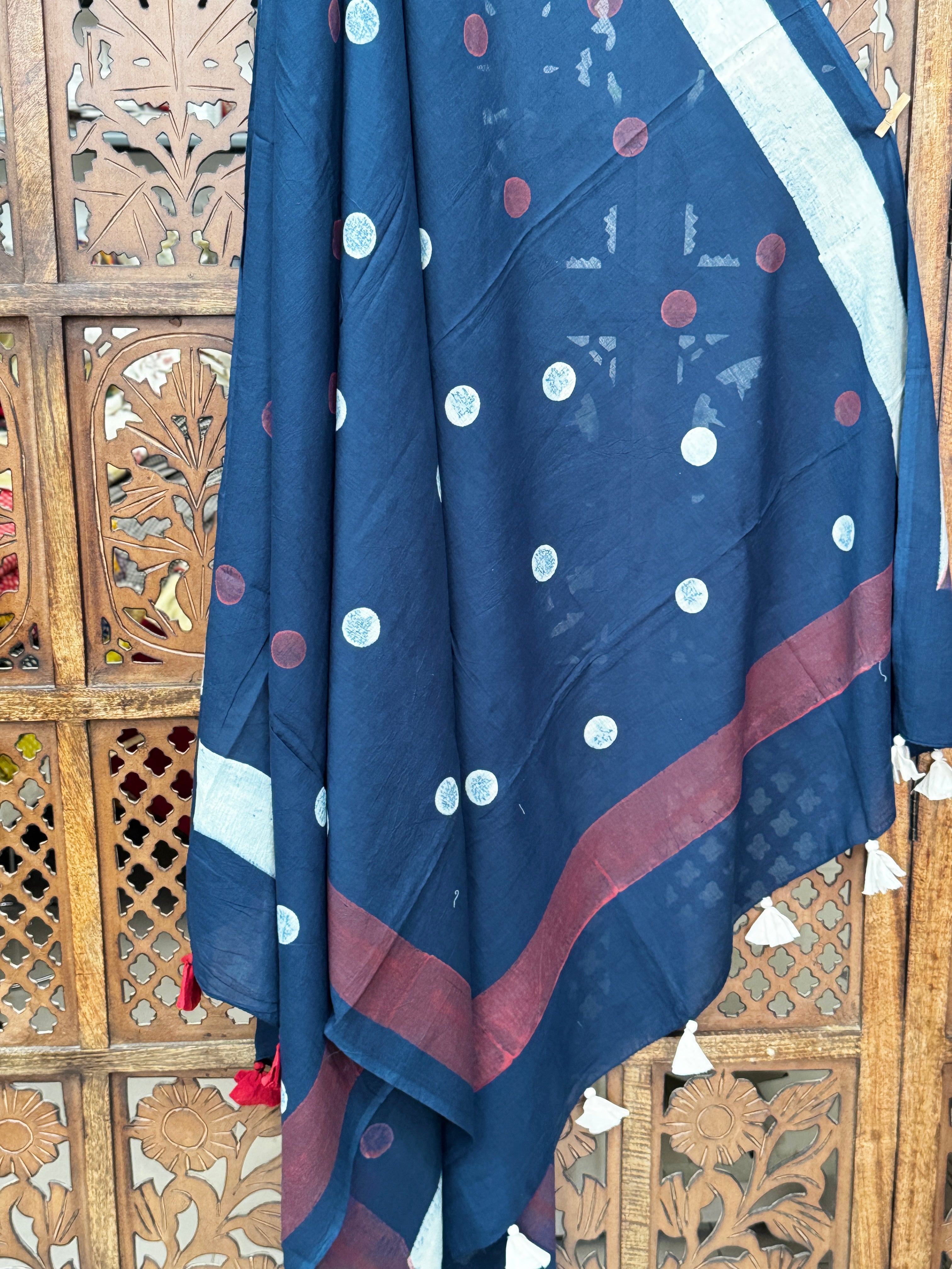 HANDBLOCK PRINTED COTTON AJRAKH DUPATTA