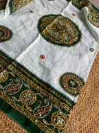 GREEN AND WHITE VINTAGE DUPATTA HANDMADEAHOLIC BY MISHKA