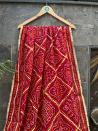 RED COTTON BANDHANI DUPATTA HANDMADEAHOLIC BY MISHKA