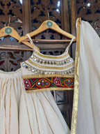 OFF WHITE DOUBLE LAYER KIDS CHOLI RAAS'25 HANDMADEAHOLIC BY MISHKA
