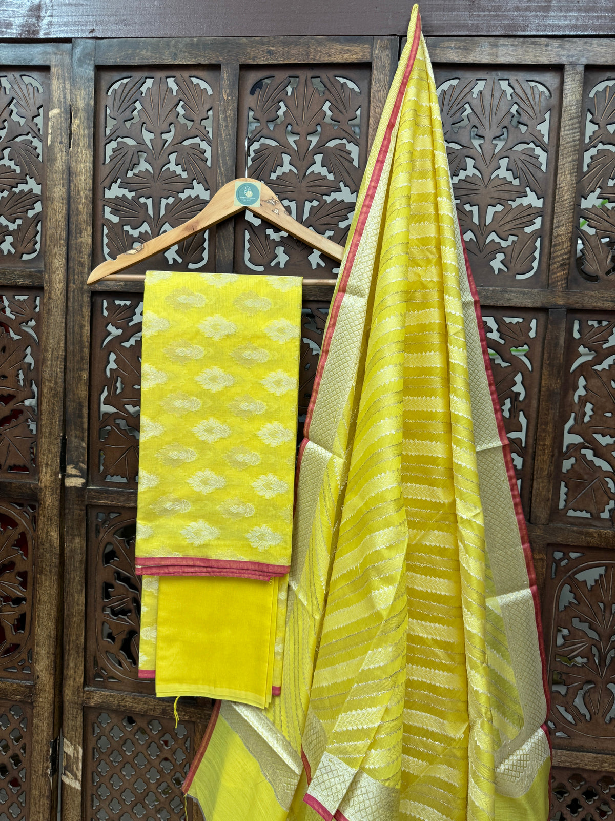 LEMON YELLOW MUNGA COTTON SILK SUIT HANDMADEAHOLIC BY MISHKA