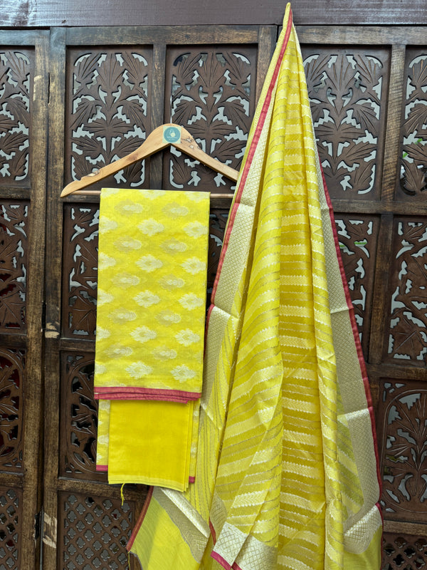 LEMON YELLOW MUNGA COTTON SILK SUIT HANDMADEAHOLIC BY MISHKA