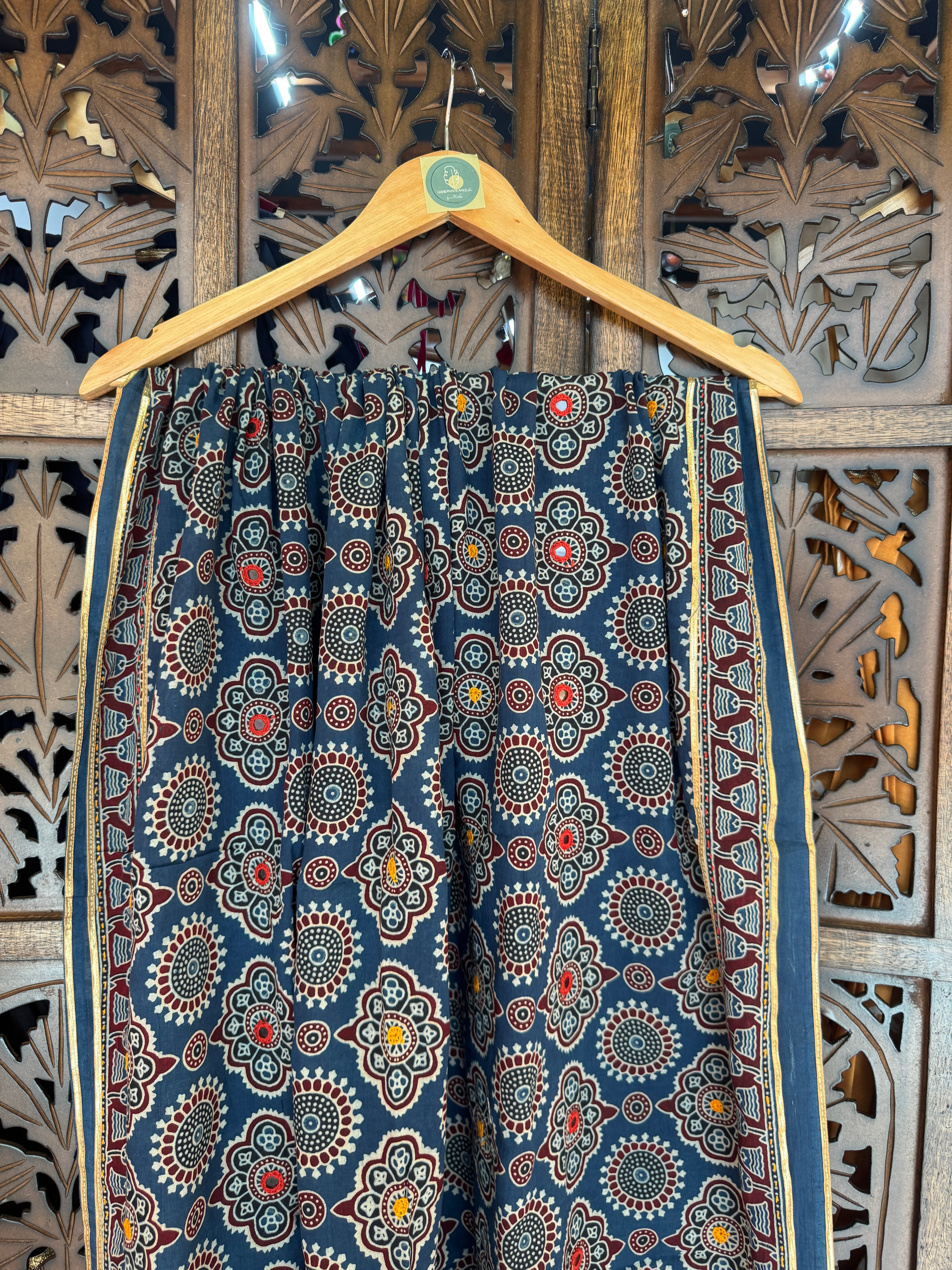 BLUE  HANDCRAFTED AJARKH DUPATTA - 2 HANDMADEAHOLIC BY MISHKA