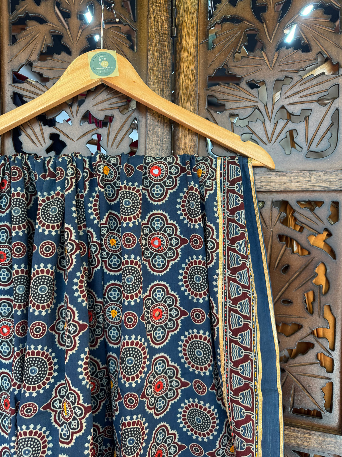 BLUE  HANDCRAFTED AJARKH DUPATTA - 2 HANDMADEAHOLIC BY MISHKA
