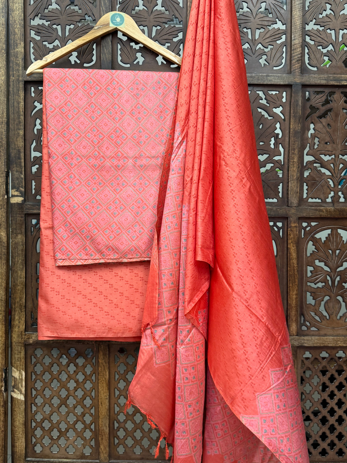 PEACH HEAVY COTTON SILK SUIT HANDMADEAHOLIC BY MISHKA