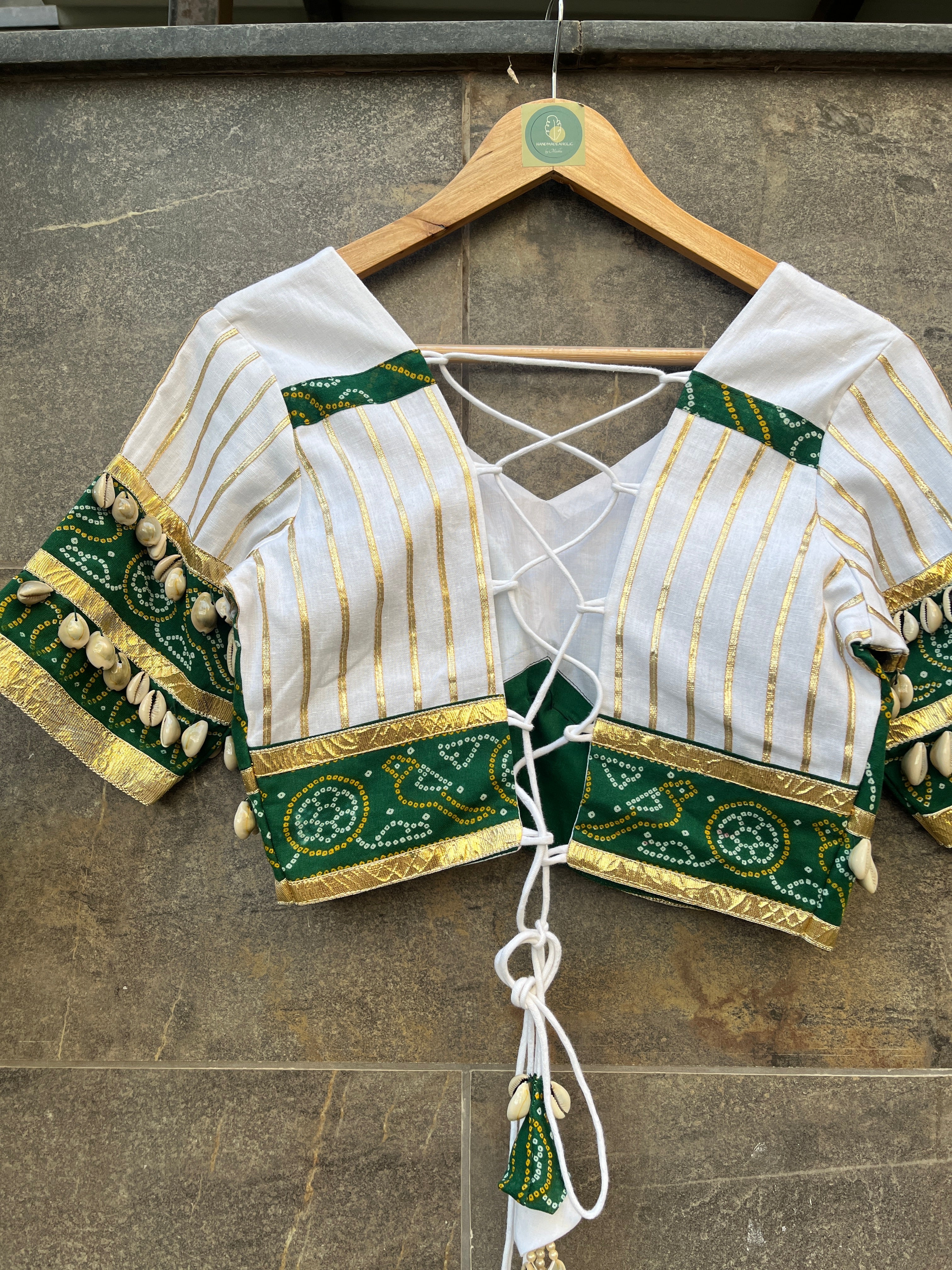 GREEN BANDHANI CHANIYA CHOLI HANDMADEAHOLIC BY MISHKA