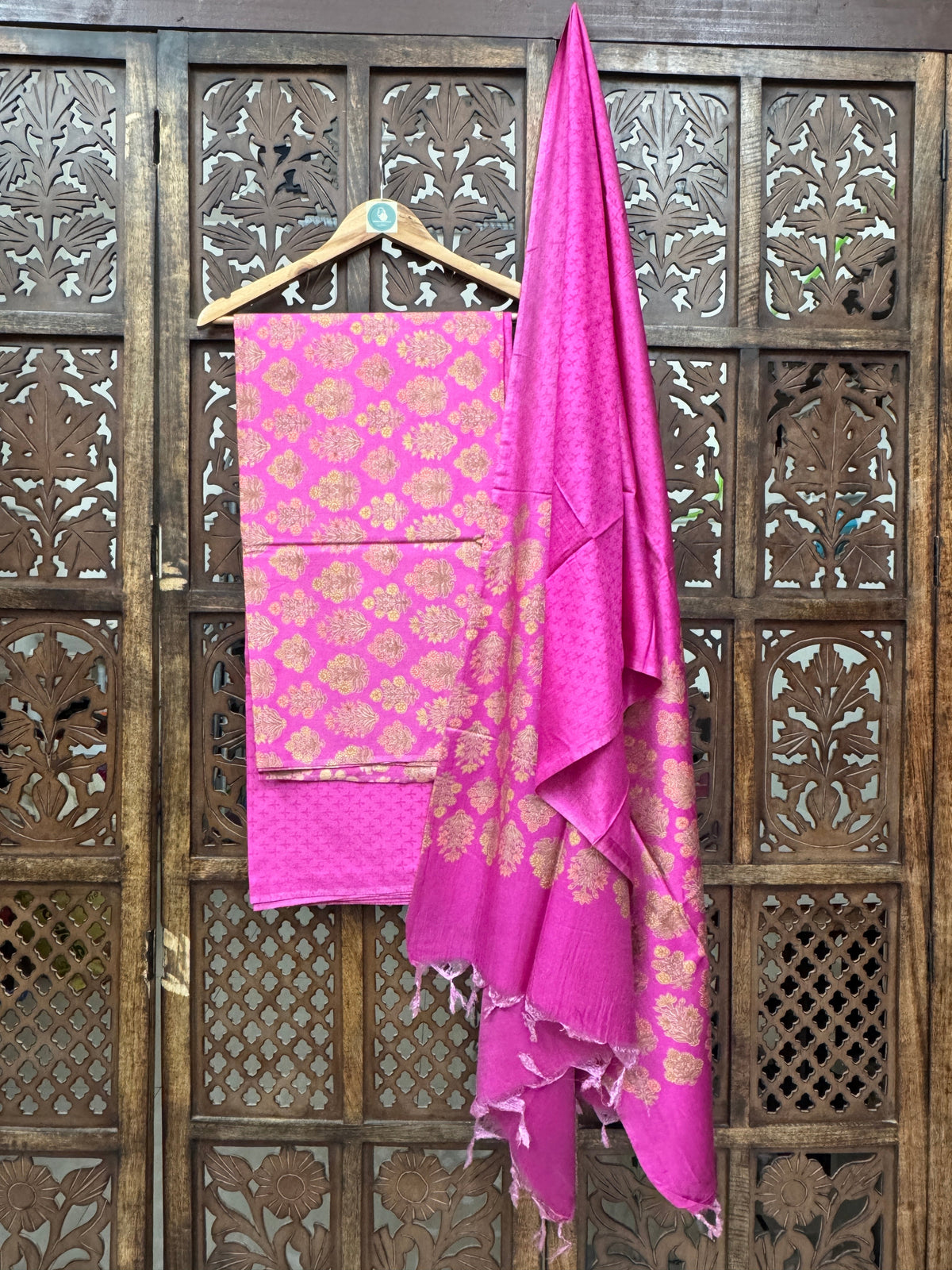 DARK PINK HEAVY COTTON SILK SUIT HANDMADEAHOLIC BY MISHKA
