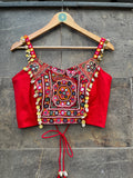 RED SPAGHETTI KUTCHI BLOUSE HANDMADEAHOLIC BY MISHKA