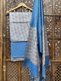 DEEP SKY BLUE HEAVY COTTON SILK SUIT HANDMADEAHOLIC BY MISHKA