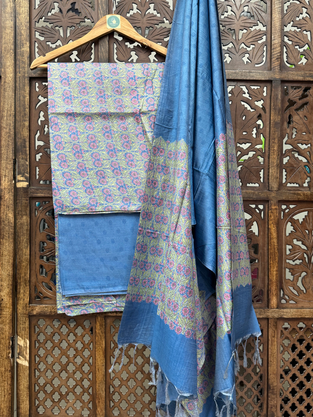 DEEP SKY BLUE HEAVY COTTON SILK SUIT HANDMADEAHOLIC BY MISHKA