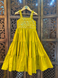 MIRROR MULMUL GOWN KIDS RAAS'25 HANDMADEAHOLIC BY MISHKA