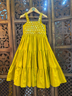 MIRROR MULMUL GOWN KIDS RAAS'25 HANDMADEAHOLIC BY MISHKA