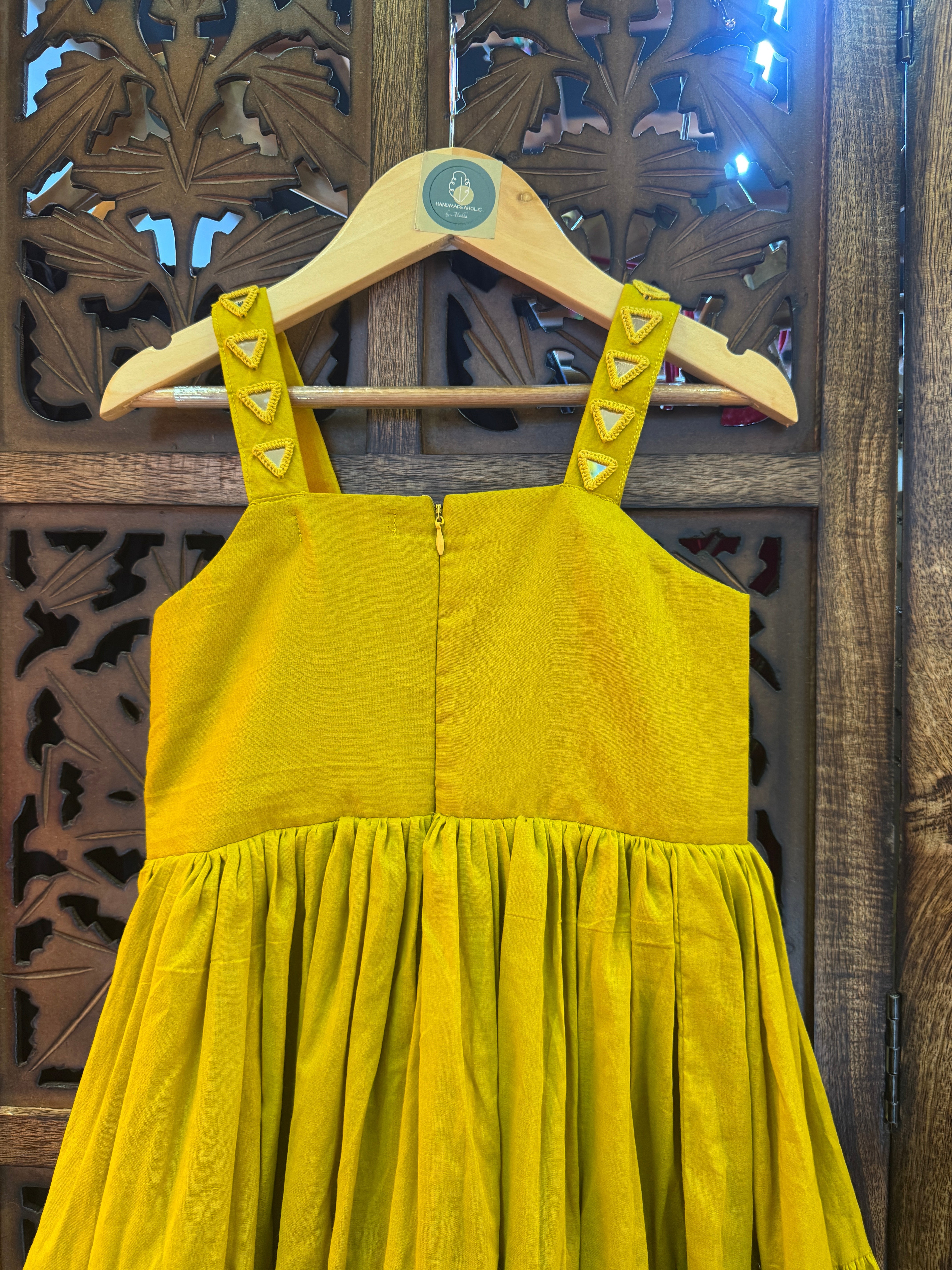 MIRROR MULMUL GOWN KIDS RAAS'25 HANDMADEAHOLIC BY MISHKA