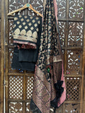 BLACK MINA KATTAN SILK SUIT HANDMADEAHOLIC BY MISHKA