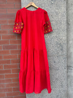 RED HATH BHARAT LINEN DRESS HANDMADEAHOLIC BY MISHKA