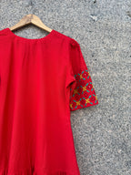 RED HATH BHARAT LINEN DRESS HANDMADEAHOLIC BY MISHKA